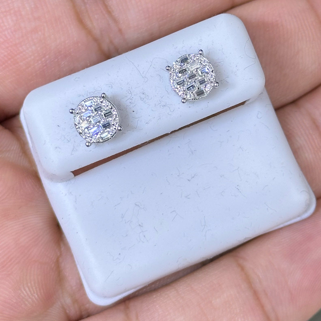 0.50 CTW Moissanite Baguette Cluster Set Stud Earrings 925 Sterling Silver