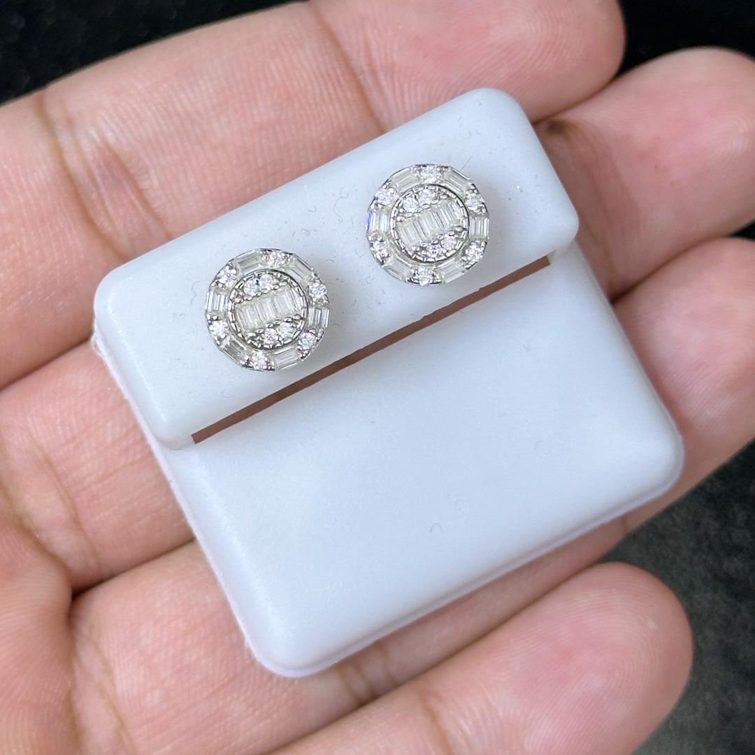 1.04 CTW Moissanite Layered Baguettes Stud Earrings 925 Sterling Silver