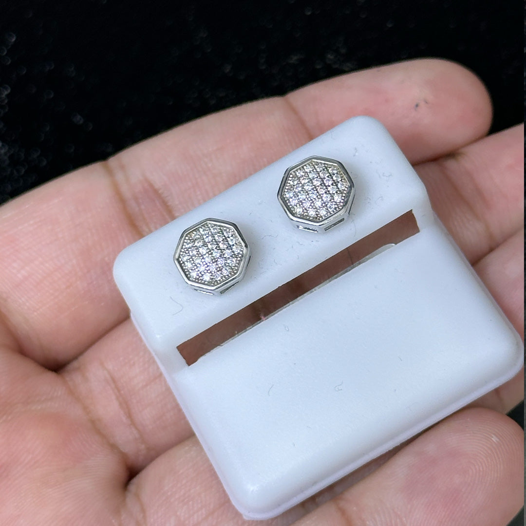 0.25 CTW Moissanite Hexagon Bezel Set Stud Earrings 925 Sterling Silver