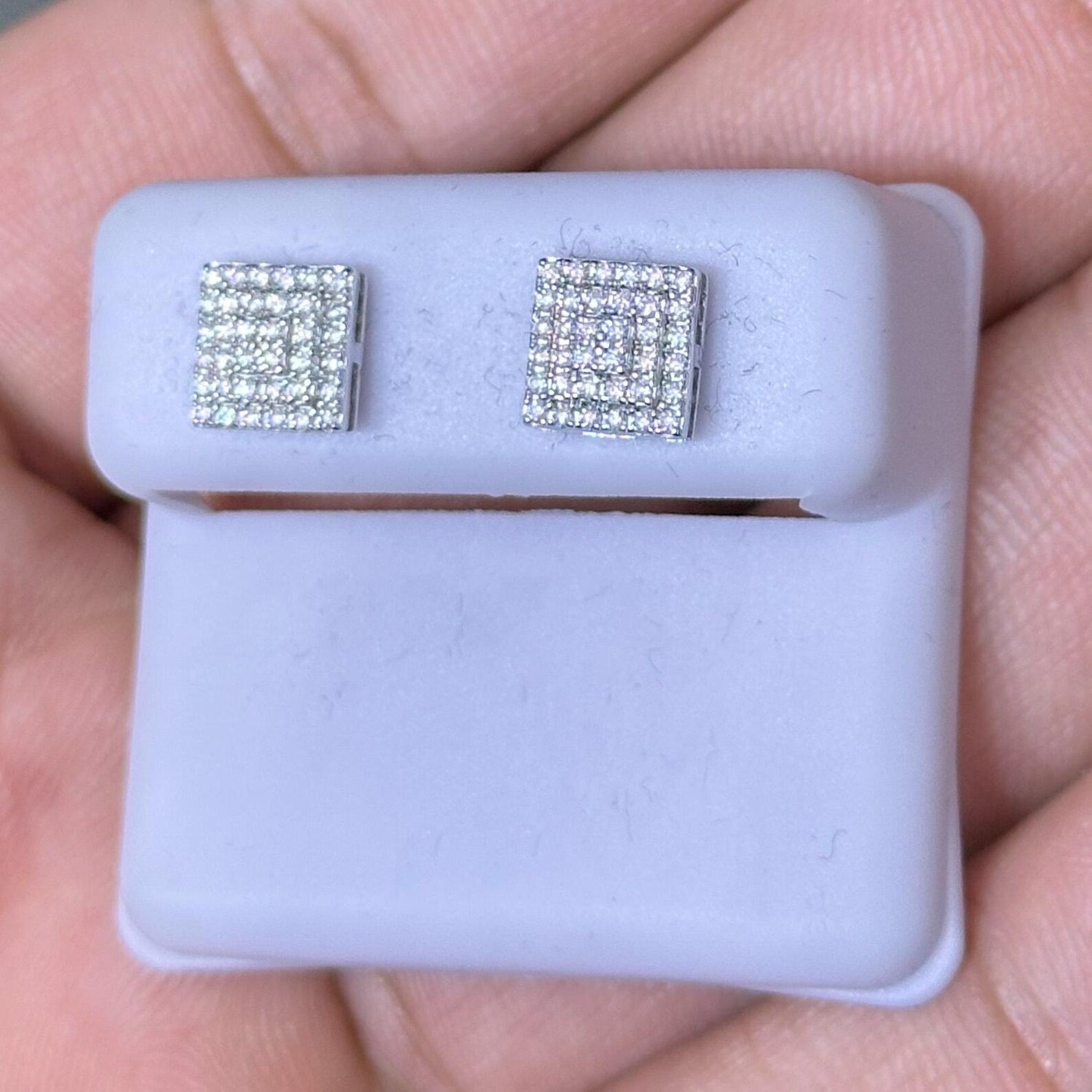 0.25 CTW Moissanite Square Stud Earrings 925 Sterling Silver