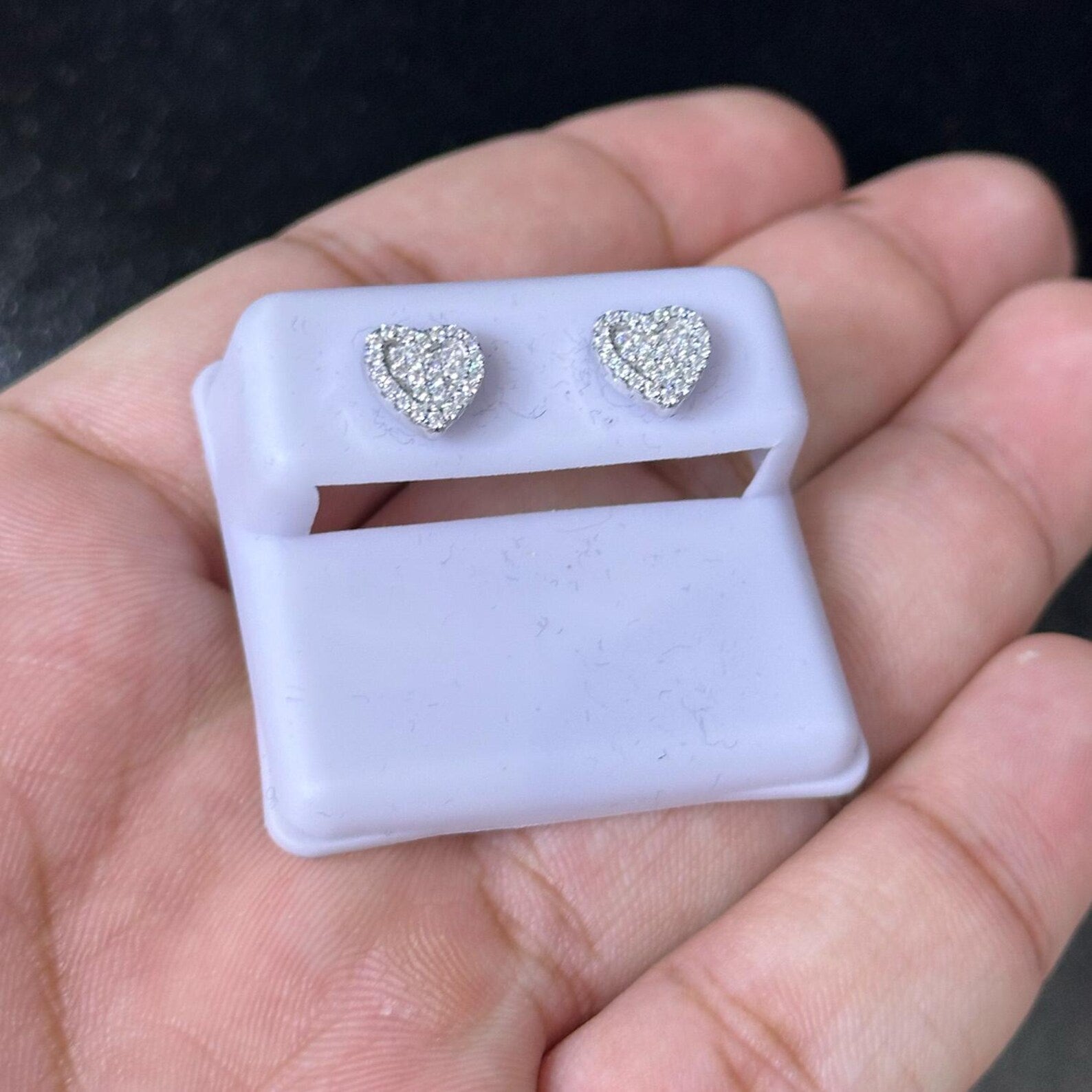 0.25 CTW Moissanite Mini Heart Stud Earrings 925 Sterling Silver