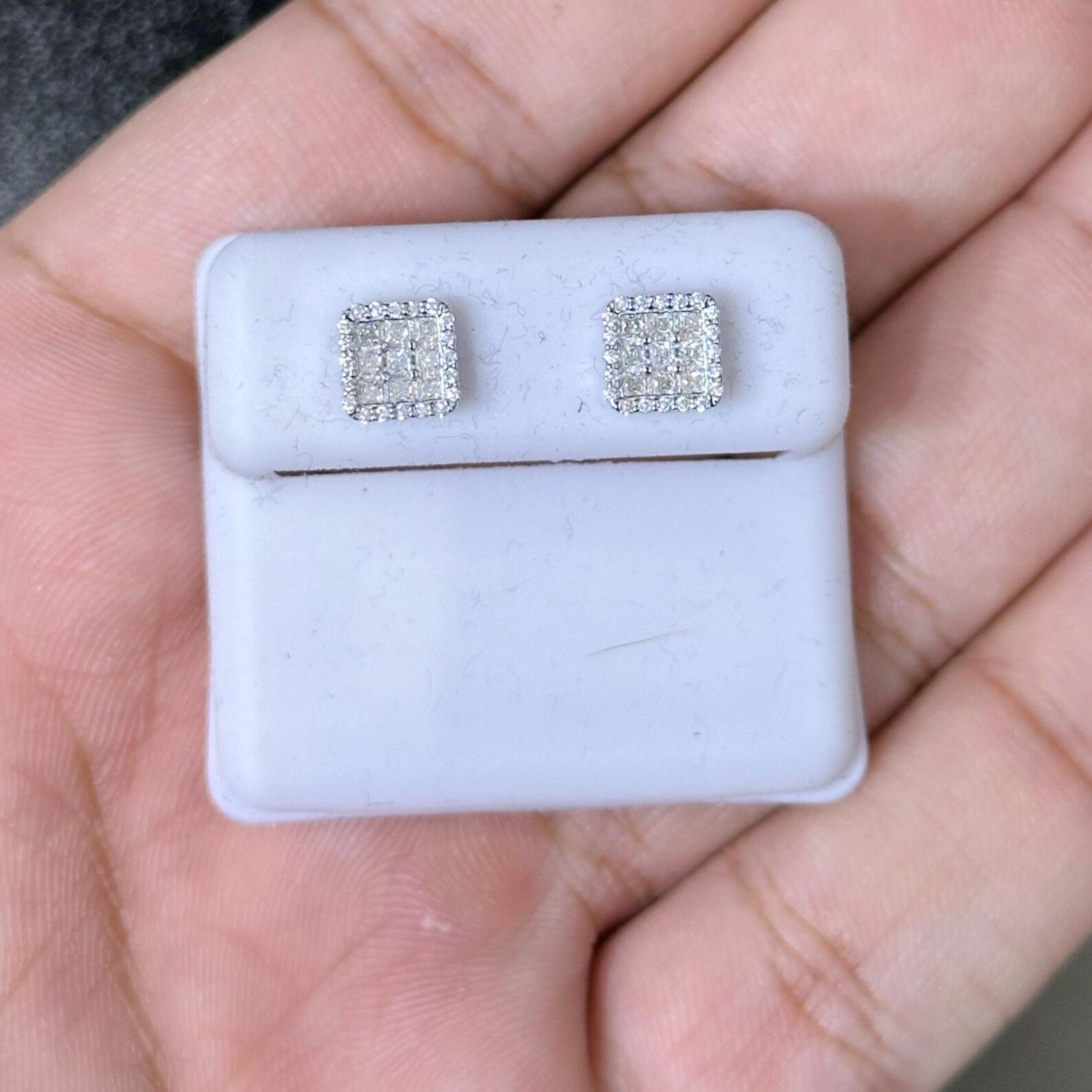 0.50 CTW Moissanite Square Stud Earrings 925 Sterling Silver