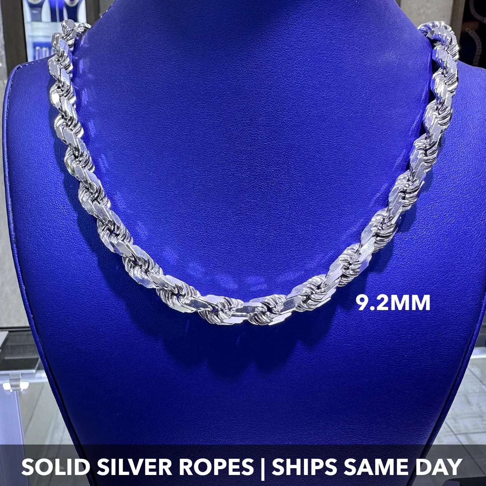 925 Sterling Silver Solid Rope Chain