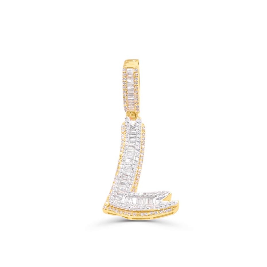 10K Gold Diamond Letter L Pendant 0.45CT