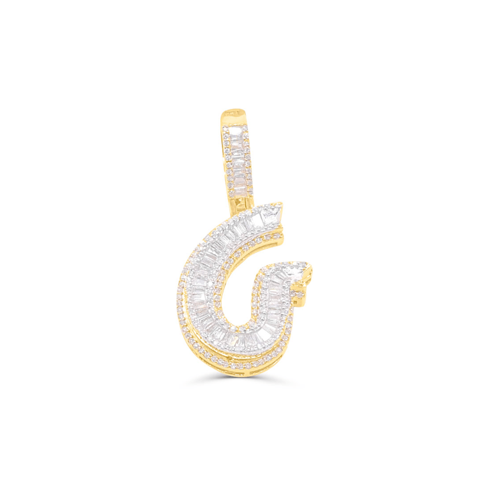 10K Gold Diamond Letter G Pendant 0.65CT