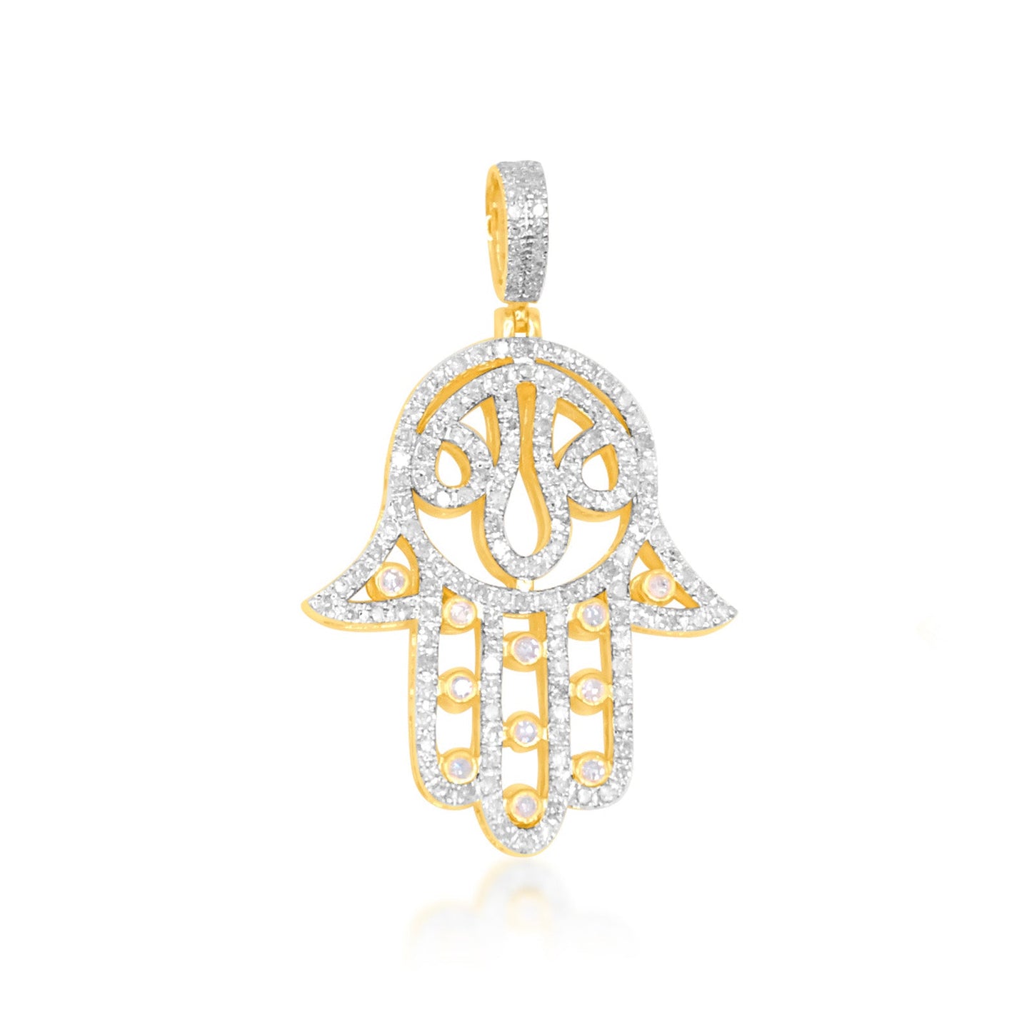 10K Gold Diamond Hamsa Pendant 0.70CT