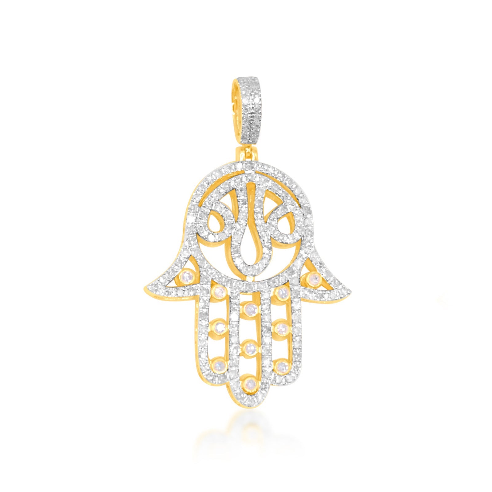 10K Gold Diamond Hamsa Pendant 0.70CT