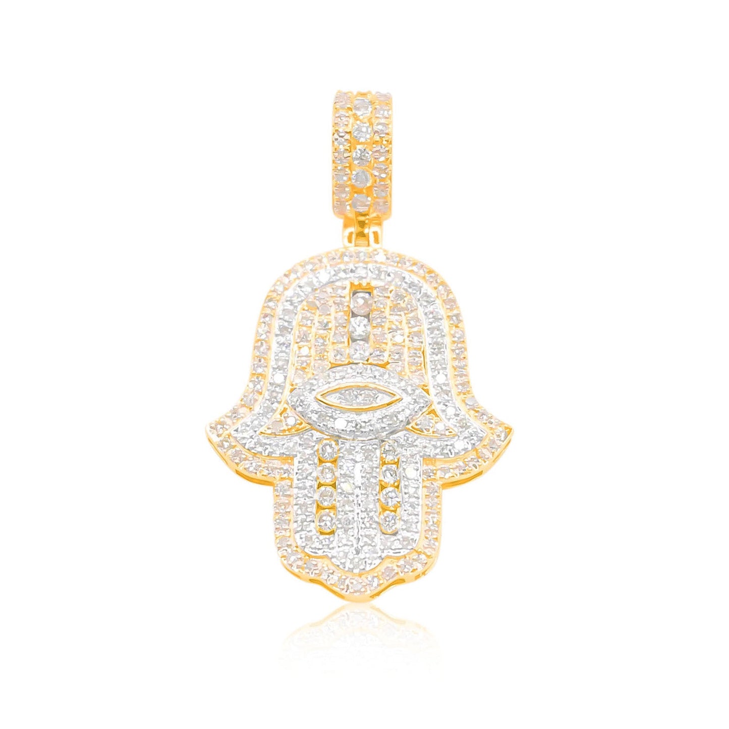 10K Gold Diamond Hamsa Pendant 1.00CT