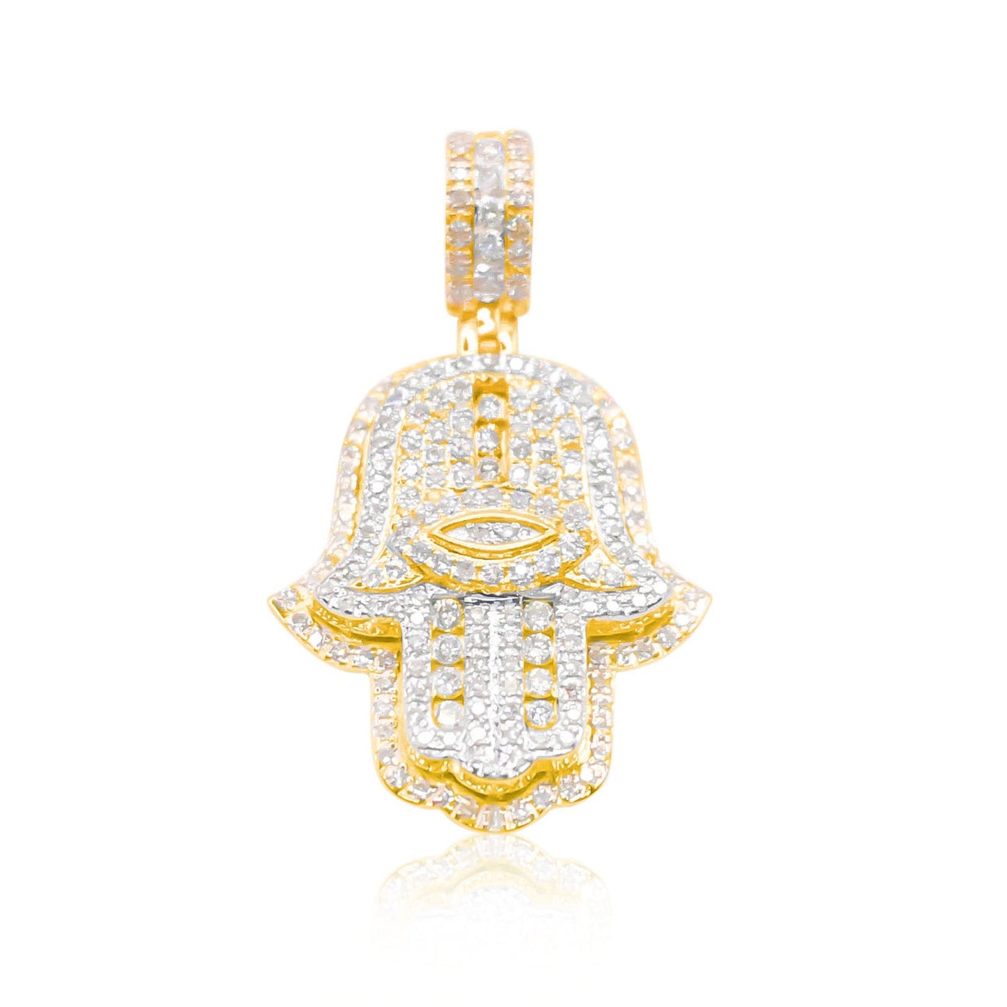 10K Gold Diamond Hamsa Pendant 1.00CT