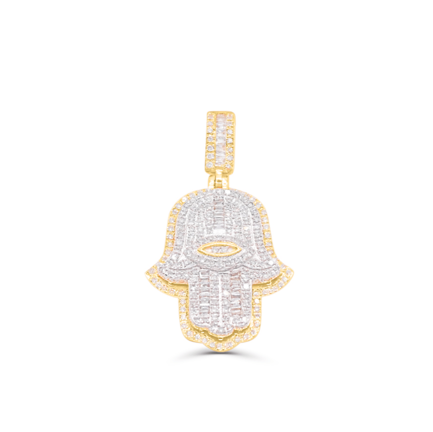 10K Gold Diamond Hamsa Pendant 1.00CT