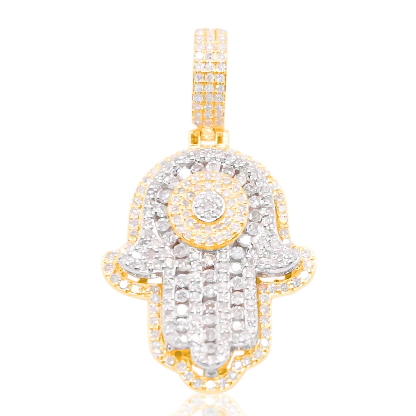 10K Gold Diamond Hamsa Pendant 1.00CT