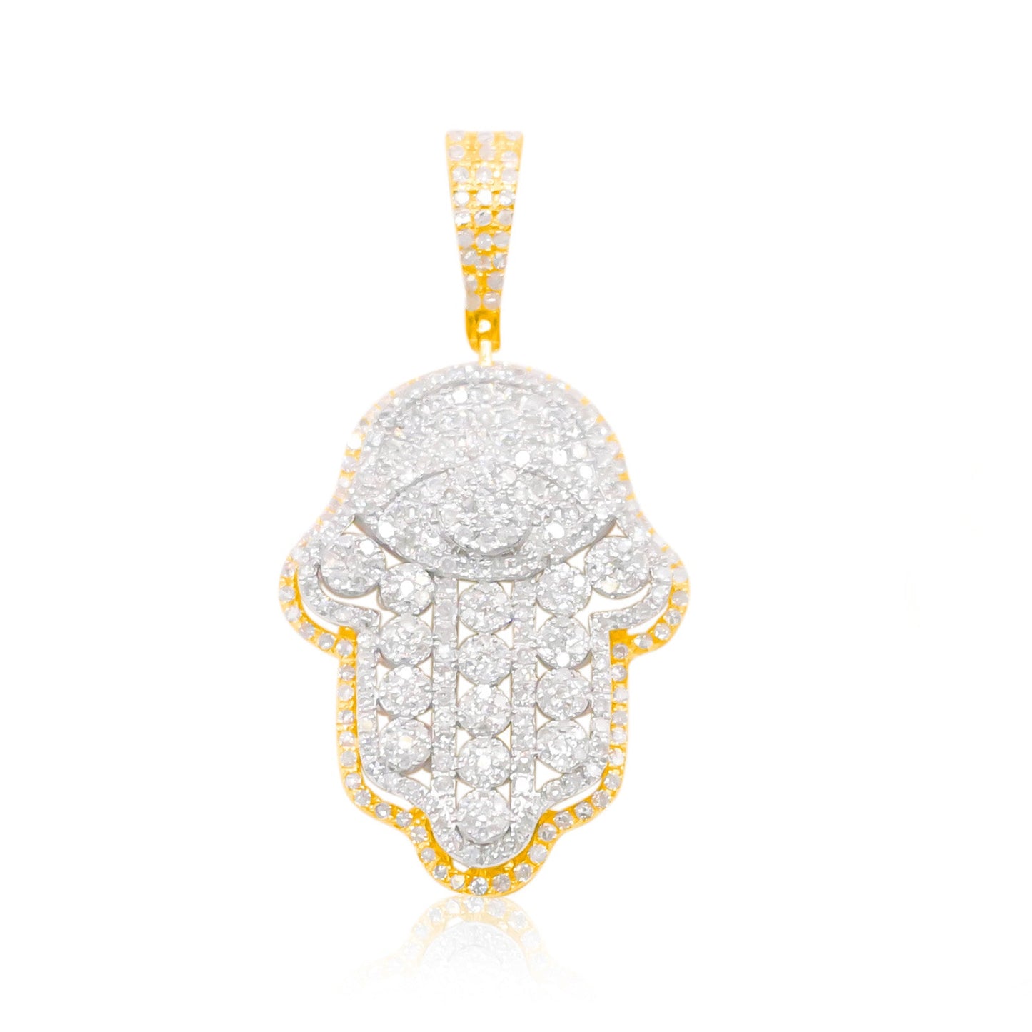 10K Gold Diamond Hamsa Pendant 1.00CT