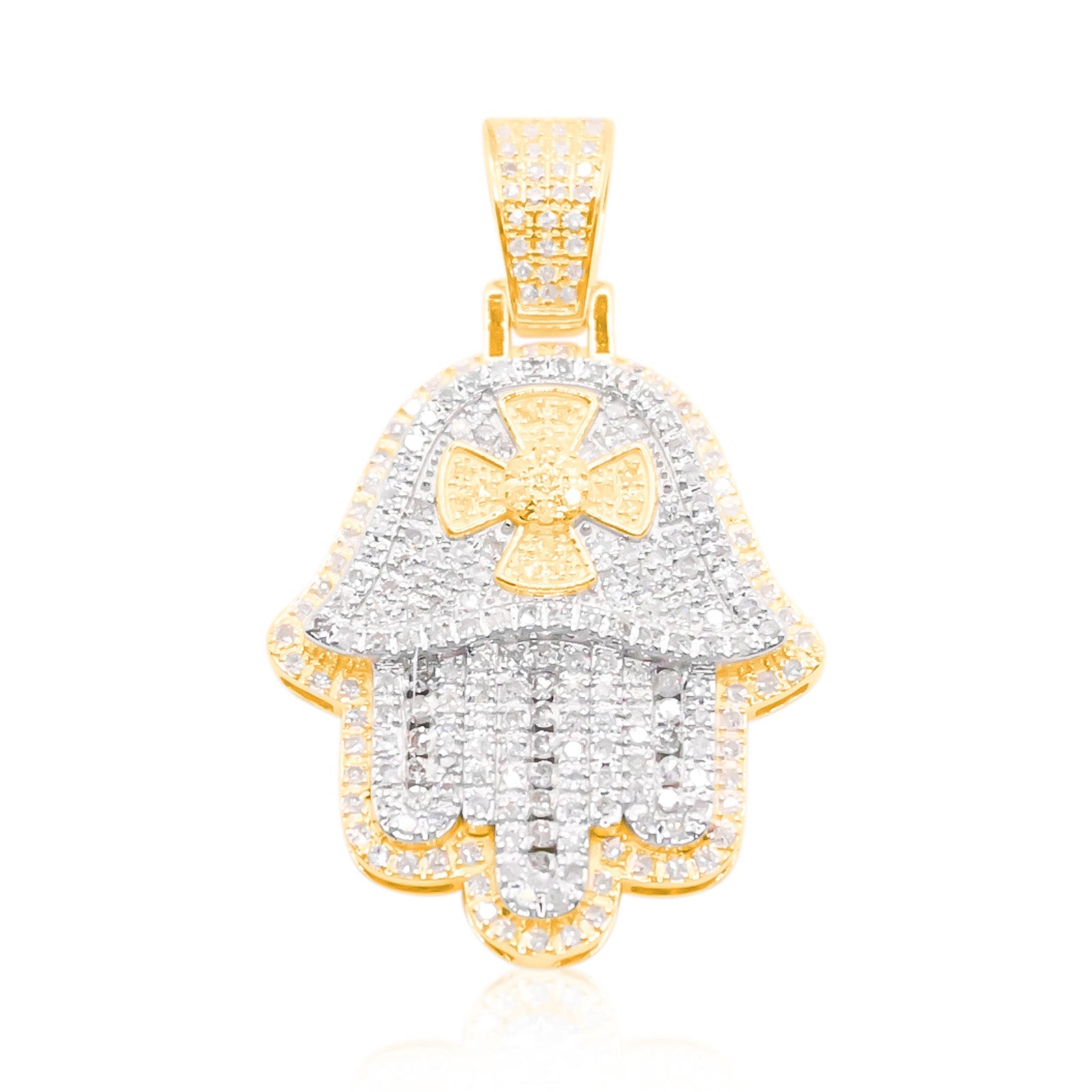 10K Gold Diamond Hamsa Pendant 1.05CT