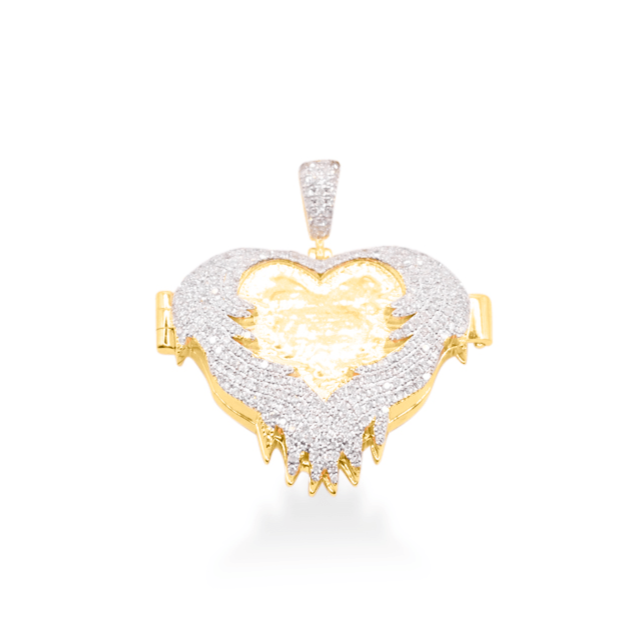 10K Gold Diamond Heart Custom Memory Pendant 1.06CT