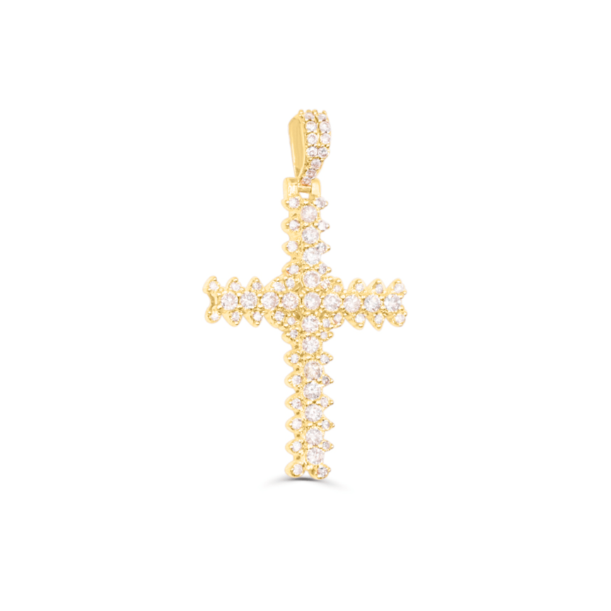 10K Gold Diamond Cross Pendant 1.13CT