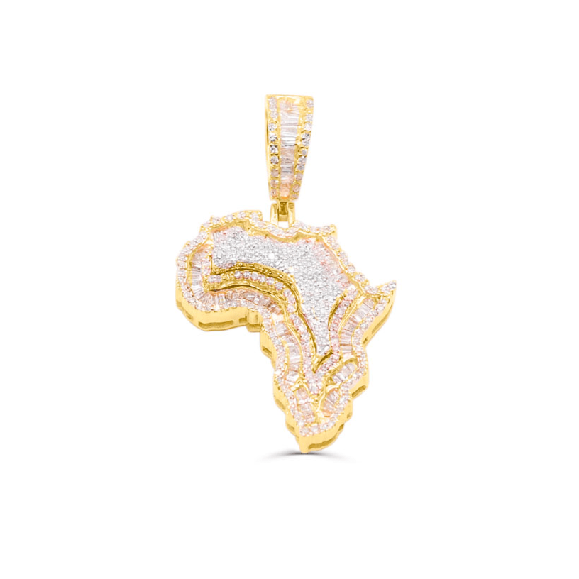 10K Gold Diamond Map Pendant 1.20CT