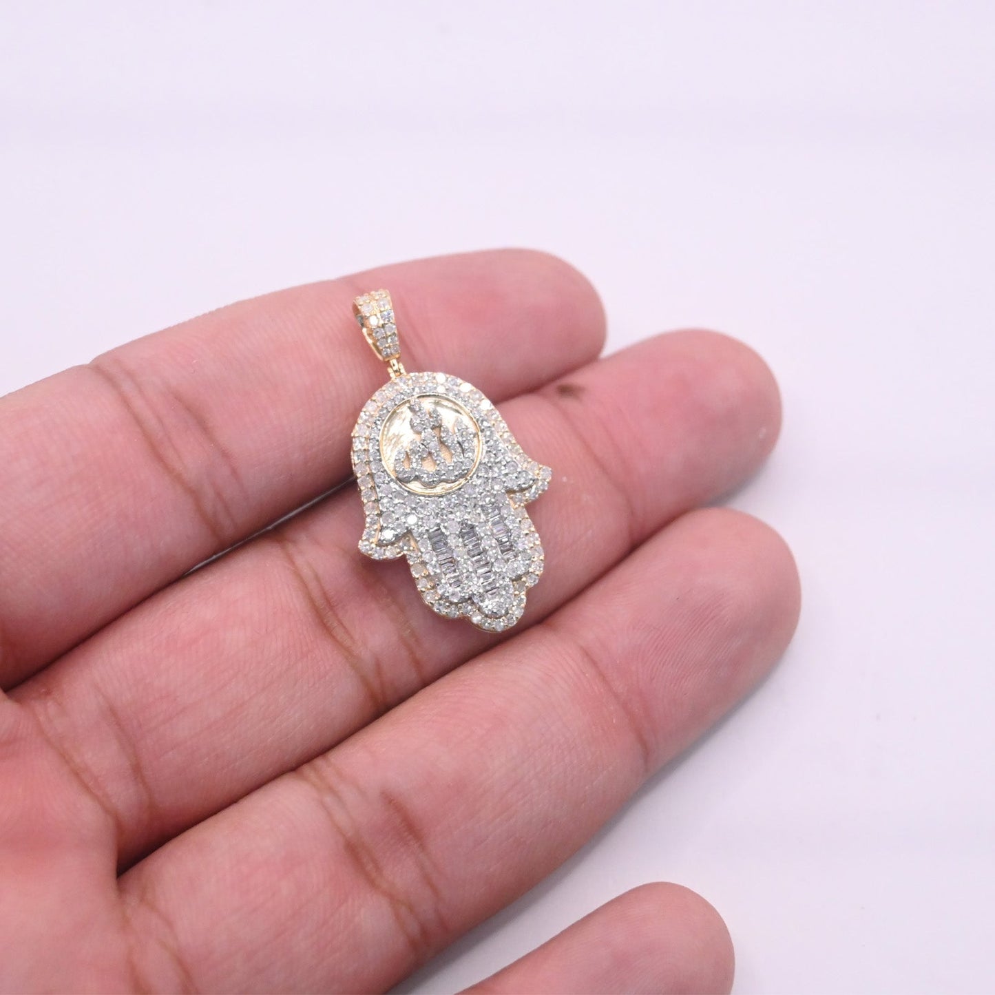 10K Gold Diamond Hamsa Pendant 1.25CT