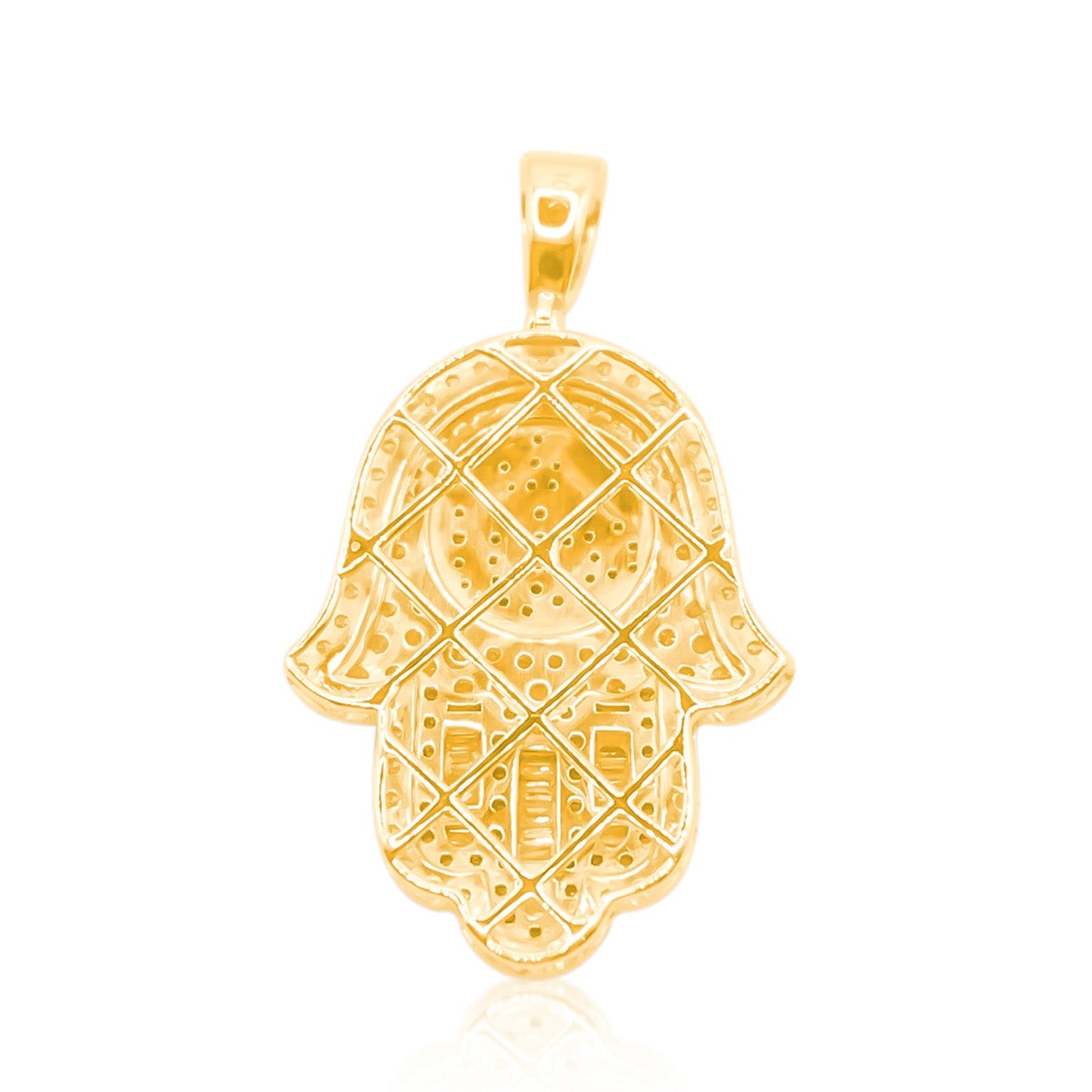 10K Gold Diamond Hamsa Pendant 1.25CT