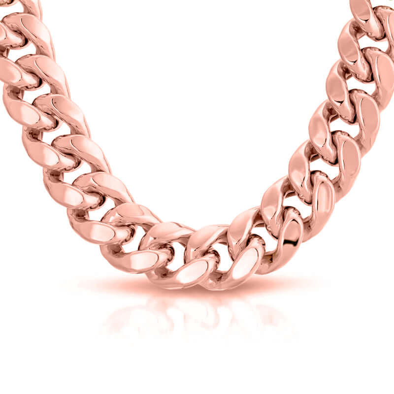Rose Gold 10.5mm 10K Hollow Gold Miami Cuban Chain