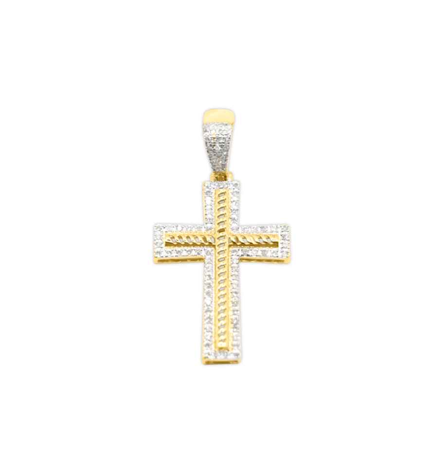 10K Cross Gold Diamond Pendant 0.33CT