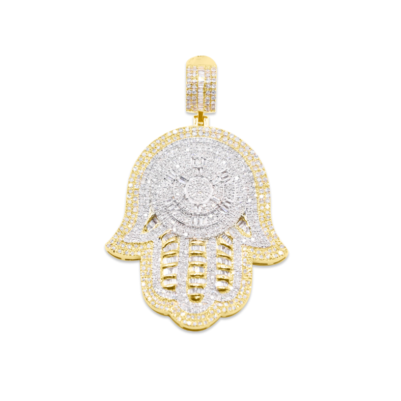 10K Gold Diamond Hamsa Pendant 3.00CT