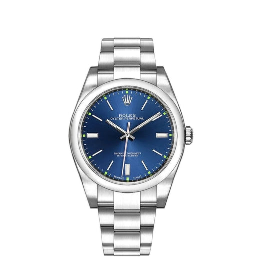 Rolex Oyster Perpetual 39mm Blue Dial Oyster Stainless Steel Watch 114300