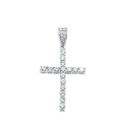 10K Cross White Gold Diamond Pendant