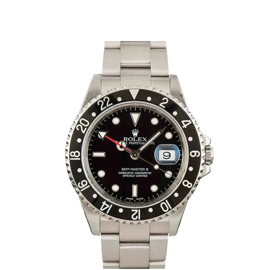 Rolex GMT-Master II 40mm Black Dial & Bezel Oyster Stainless Steel Watch 16710