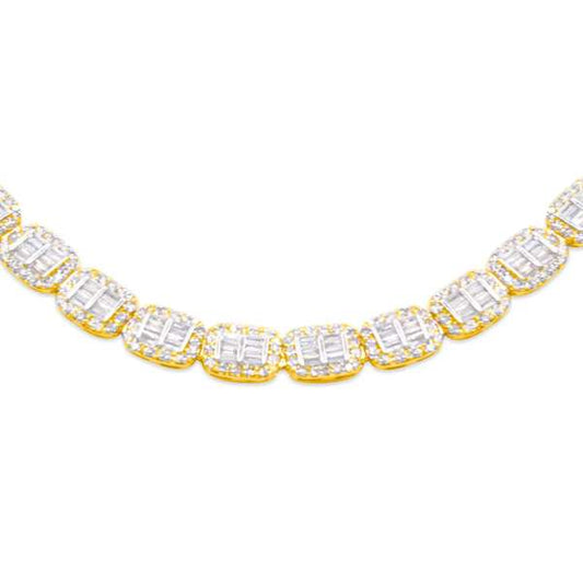 5.5mm 10K Baguette Gold Diamond Necklace