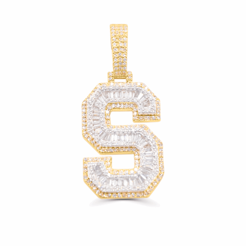 10K Gold Diamond Letter S Pendant 2.50CT