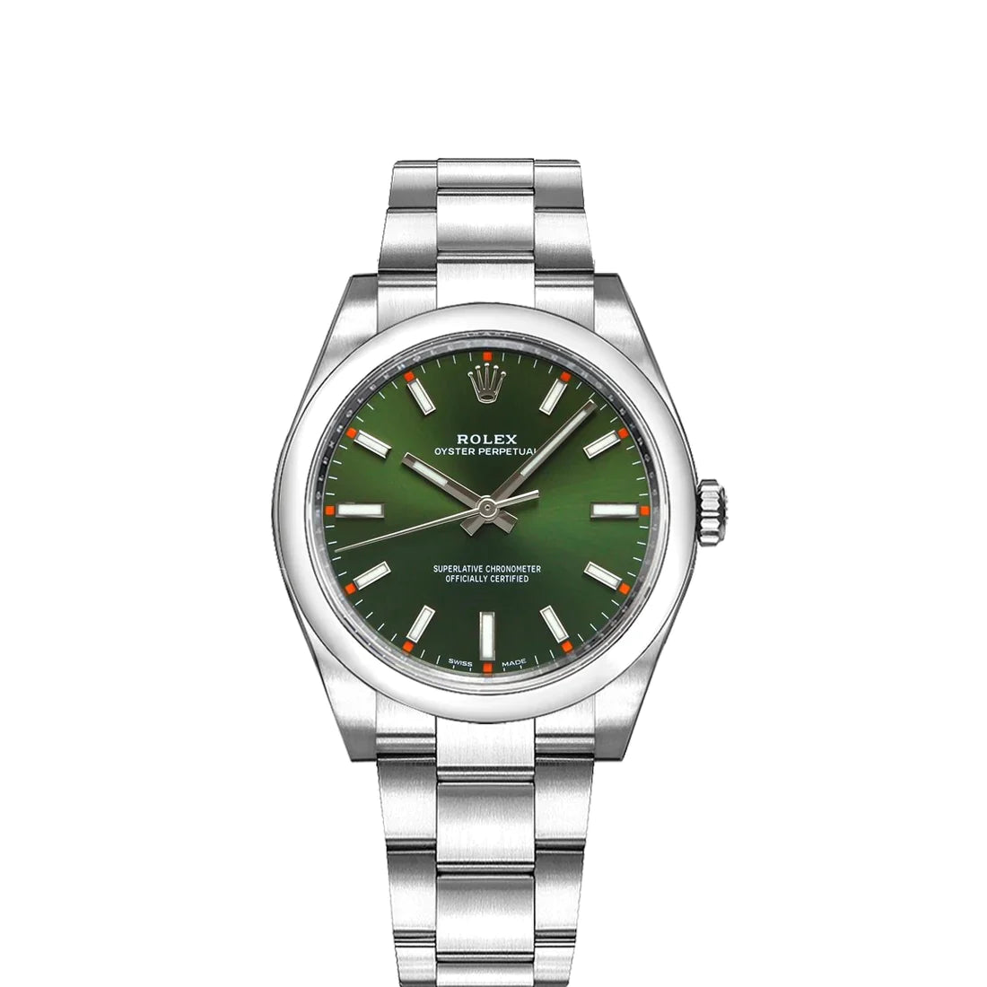 Rolex Oyster Perpetual 34mm Green Dial Oyster Stainless Steel Watch 114200