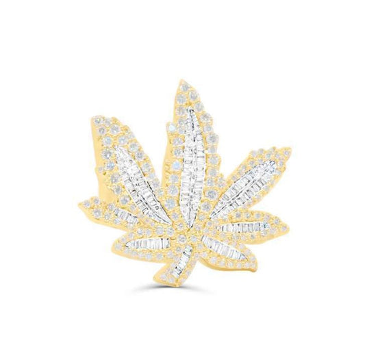 10K Gold Diamond Weed Ring 3.50CT