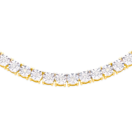 8mm 10K Tennis Gold Diamond Link Necklace