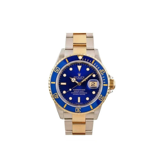 Rolex Submariner 40mm 2 Tone 18k Yellow Gold & Stainless Steel Date Blue Dial & Bezel Stainless Steel Watch 16613