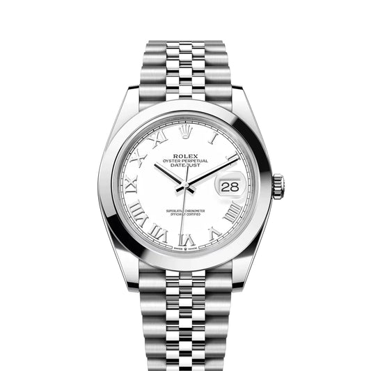 Rolex Datejust 41mm White Dial Roman Stainless Steel Jubilee Watch 126300