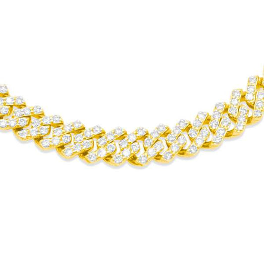 8.5mm 10K Gold Diamond Cuban Link Chain