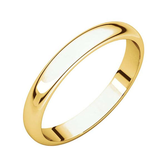 10k Yellow Gold 3mm High Polished Traditional Domed Wedding Band