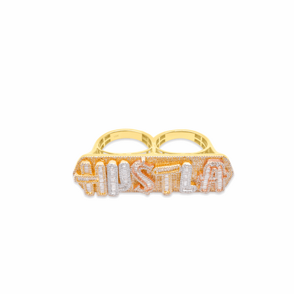 10K Gold Diamond HUSTLA Men's Ring 4.00CT