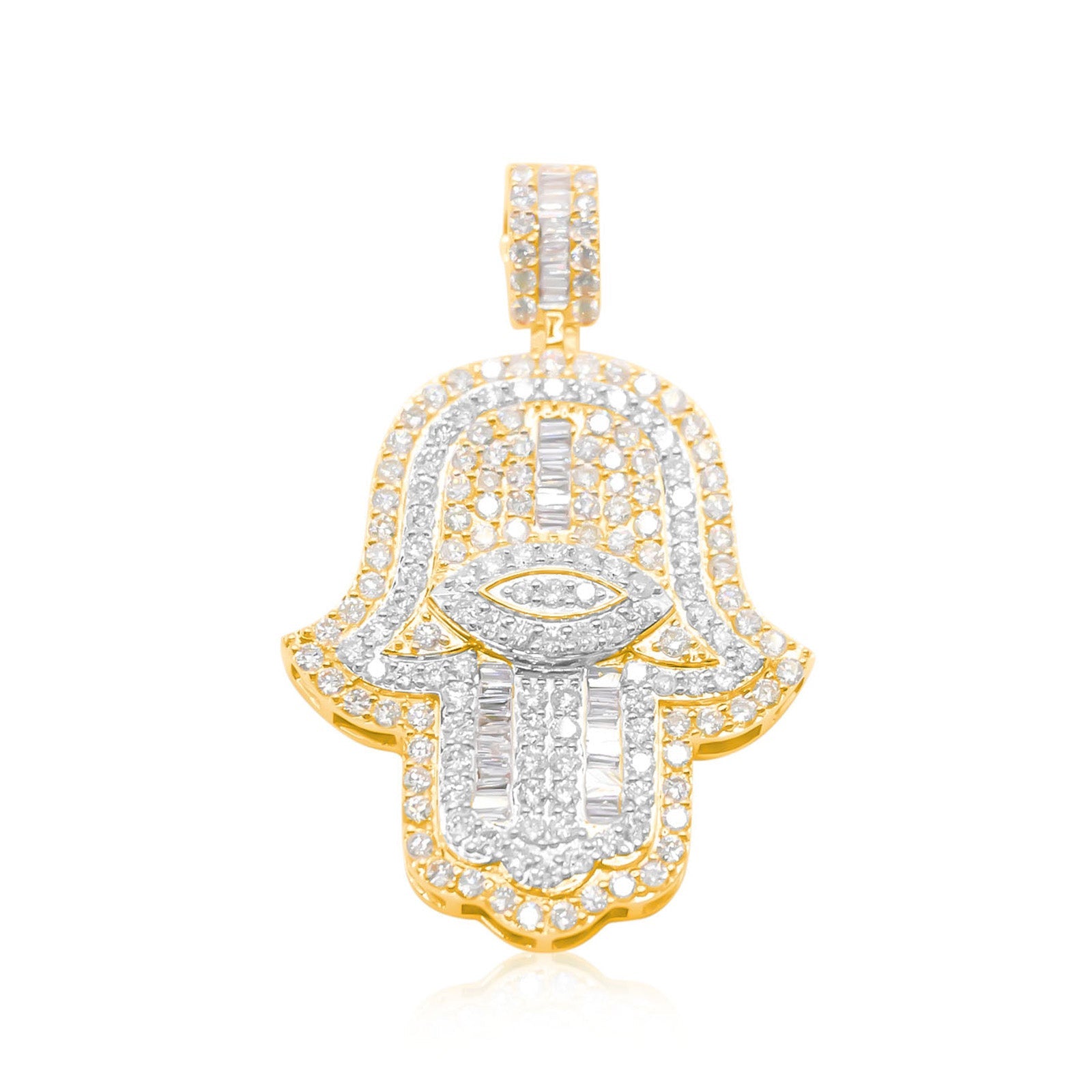 10K Gold Diamond Hamsa Pendant 4.75CT