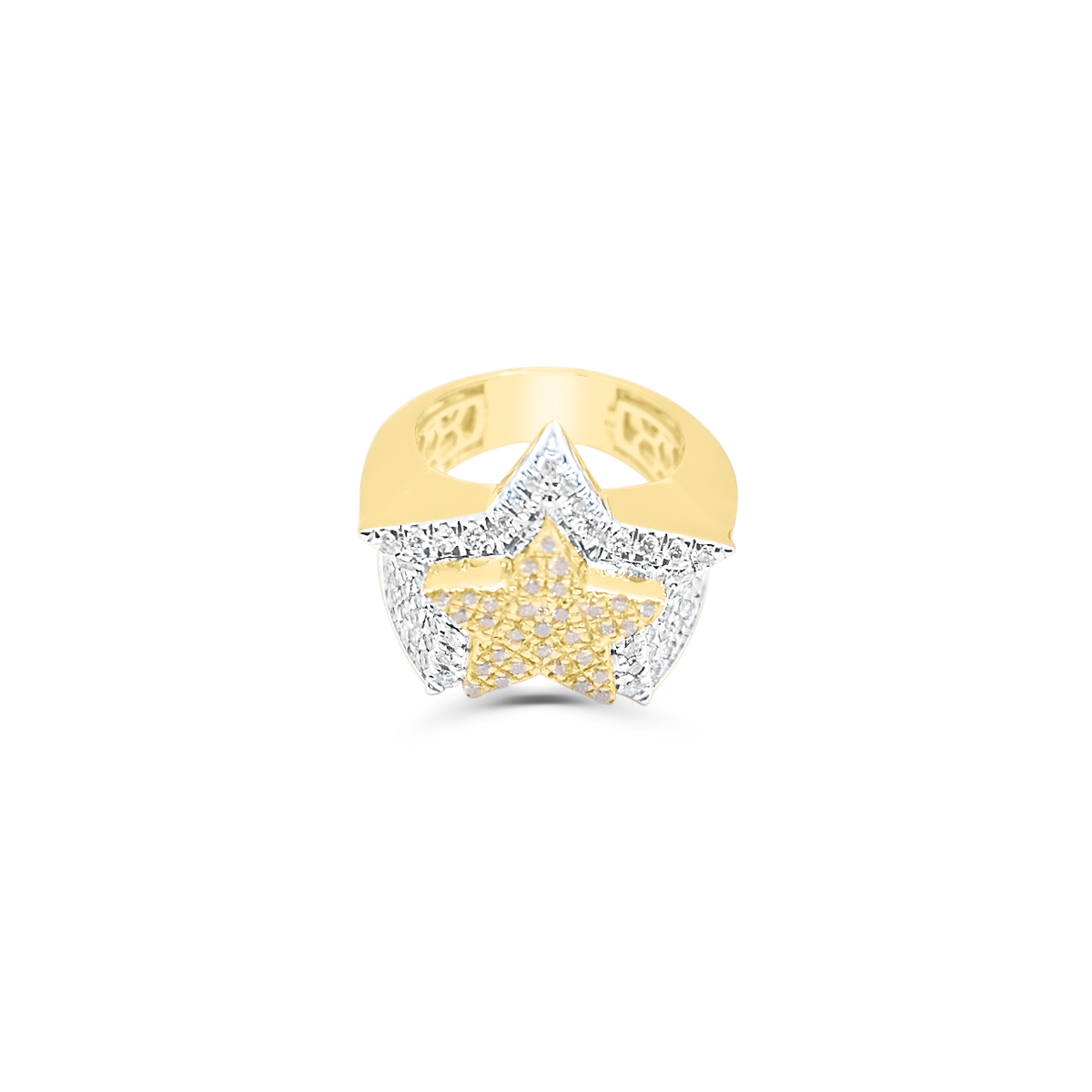 10K Gold Diamond Star Men's Ring 3.30CT
