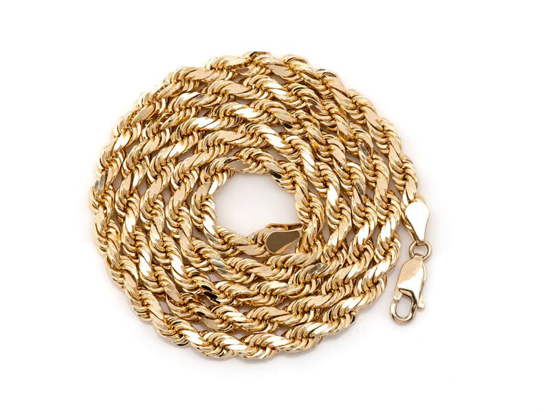 4mm 10K Solid Rope Chain