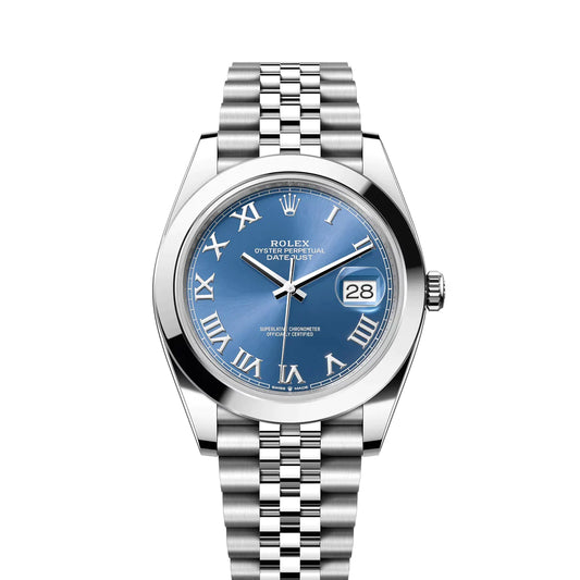 Rolex Datejust 41mm Blue Roman Dial Jubilee Stainless Steel Watch 126300