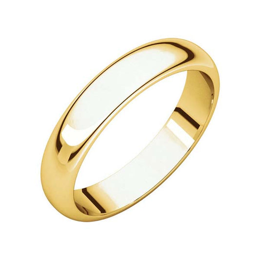 10k Yellow Gold 4mm High Polished Traditional Domed Wedding Band
