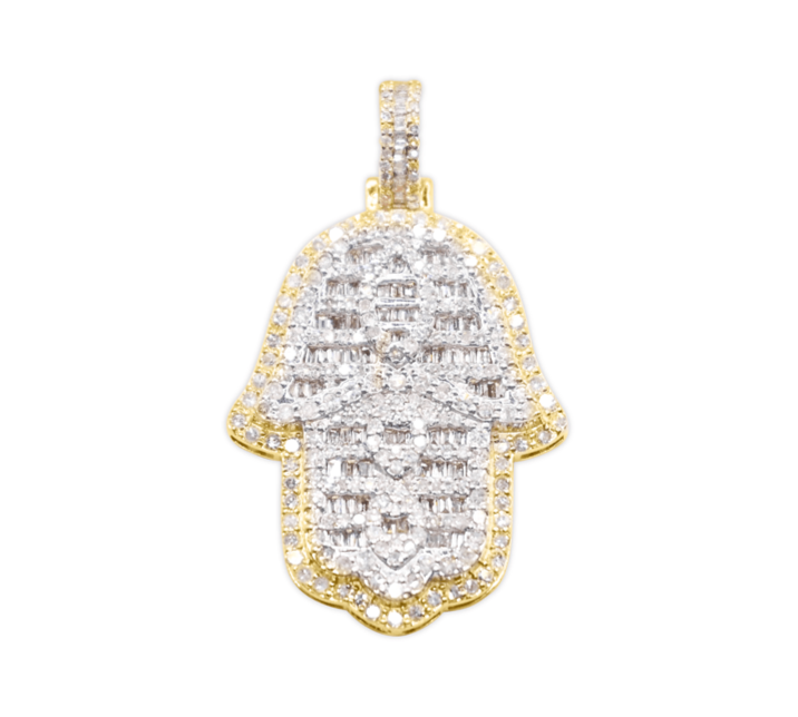 10K Gold Diamond Hamsa Pendant 2.00CT