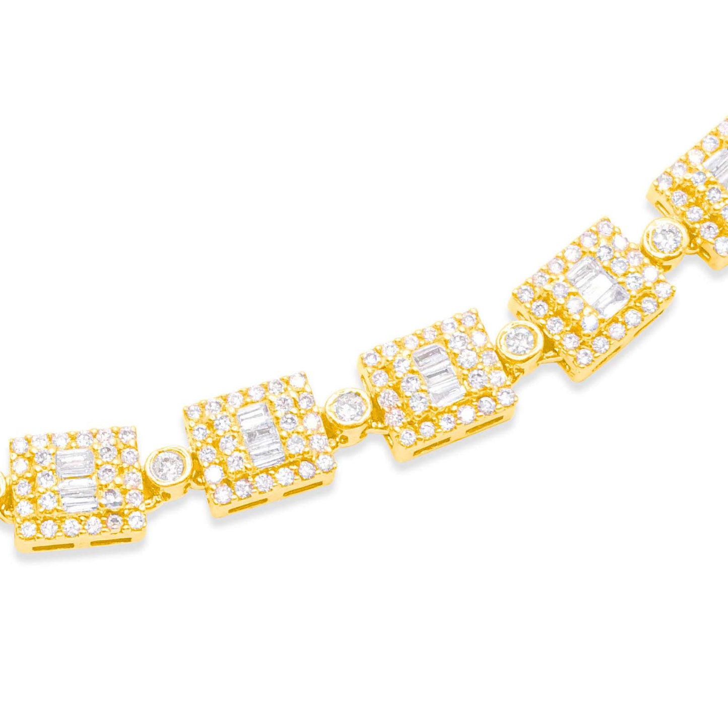 7mm 10K Gold Baguette Diamond Chain