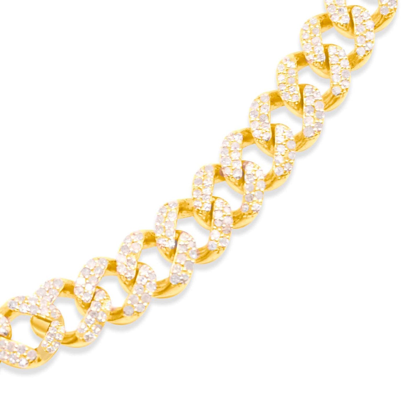 7mm 10K Gold Diamond Cuban Link Chain