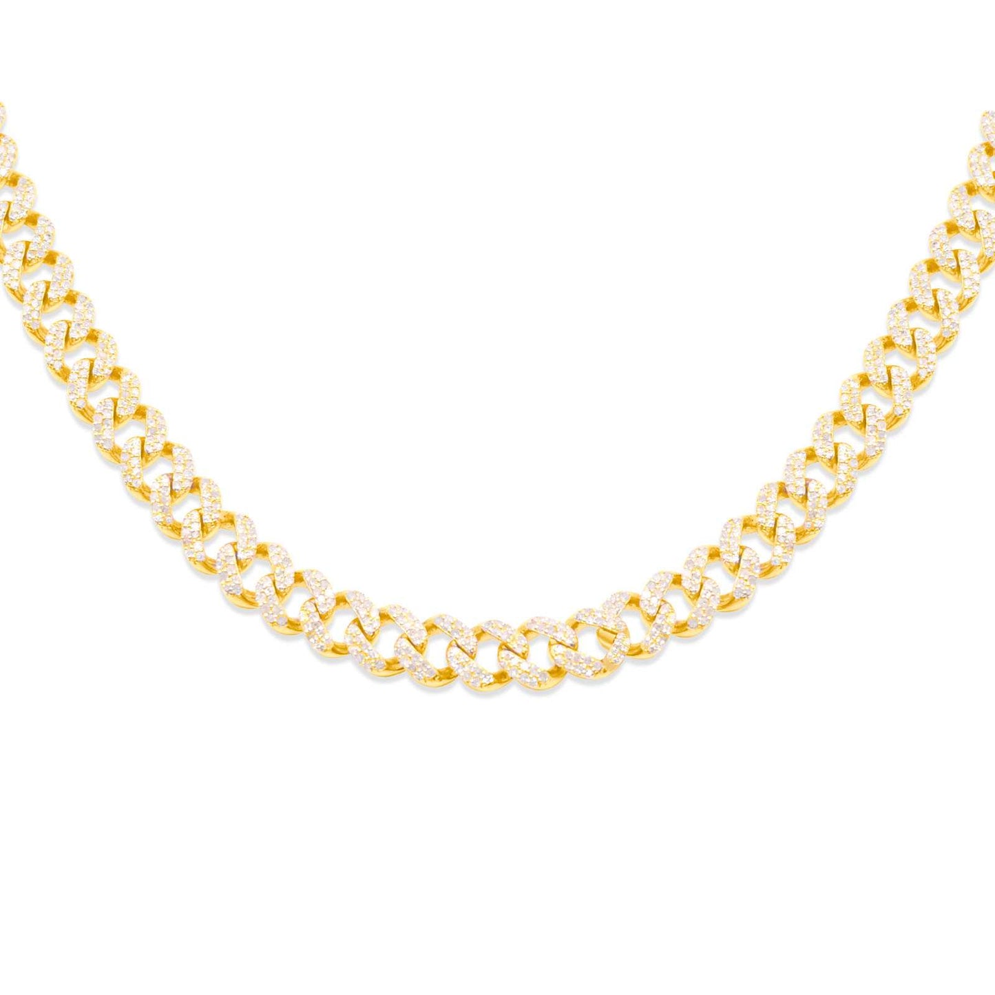 7mm 10K Gold Diamond Cuban Link Chain