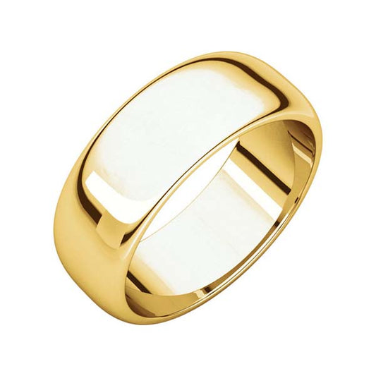 10k Yellow Gold 7mm. High Polished Traditional Domed Wedding Band