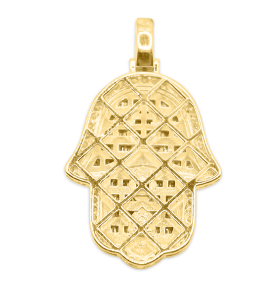 10K Gold Diamond Hamsa Pendant 2.00CT