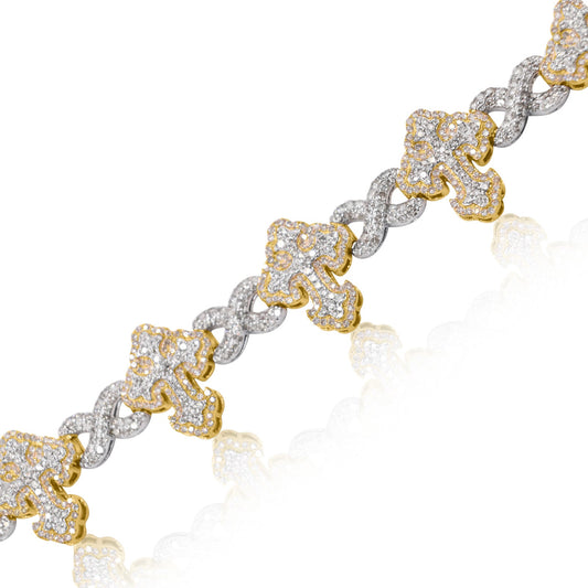 12mm 10K Gold Diamond Cross Cut Infinity Bracelet